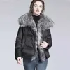 Veste d'hiver femme grand col en fourrure de renard naturel femme 90% duvet de canard blanc Parkas surdimensionné plume manteau bouffant