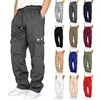 Men's Pants Autumn Men Cargo Multi-Pockets Cotton Loose Drawstring Casual Pant Straight Large Male Trousers Size Pantalones