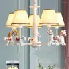 Pendant Lamps Nordic Simple Personality Children's Room Princess Boy And Girl Bedroom Creative Cartoon Carousel Lights LX111002