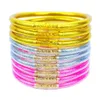 Bangle 9st Glitter Jelly Armband Set Women's All Weather Tibetan Buddhist Temple Lucky Charm Bangle Gift For Girls Mors Day Party 231118