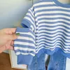 Clothing Sets Autumn Spring Girls 1-7 Years 2pc Stripes Navy Casual Sweater Pants Chidlren Suit For Kids