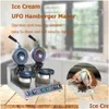 Bakning bakverk verktyg kommersiella dubbelhuvud roterande UFO Burger hine glass Hamburg Maker Gelato Panini Press Waffle Drop Delivery Hom Dhiad
