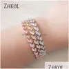 Kralen Trendy Zirkonia Armbanden Bangle Voor Vrouwen Zilver Kleur Kristal Verstelbare Armband Bruiloft Sieraden Drop Delive Dhgarden Otnfm