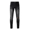 Purple Jeans Mens Designer Distressed Black Ripped Biker Slim Fit Motorcycle Bikers Pants for Men Fashion Men's Design Streetwear Size 29-40. 25YE