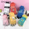 Children's Fingerless Gloves Cartoon Pattern Children Gloves Winter Waterproof Non Slip Boys Girls Mittens Skiing Snow Plush Warm Soft Kids Gloves 231120