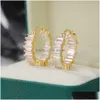 Hoop & Huggie High-Quality Sier Gold Earrings Women Wedding Party Hoop Earring Versatile Luxury Cubic Zirconia Jewelry Drop Dhgarden Ot7Sg