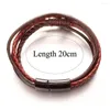 Charm Bracelets Punk Weave Magnet Buckle 117 Real Genuine Leather Bangle Bracelet Jewelry For Women Men Gift 20cm