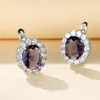 Boucles d'oreilles créoles luxe cristal violet ovale pierre multicolore Zircon petit classique couleur argent mariage pour femmes