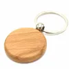 Porte-clés 50pcs blanc rond Rectangle porte-clés en bois bricolage pendentif graver porte-clés en bois porte-clés étiquettes cadeaux