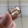 Band ringen 6mm 8mm hoge kwaliteit Rose goud kleur trouwring wolfraamcarbide verlovingsringen Center geborsteld schuine randen gepolijst Fit 231118