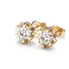 Stud Earrings Classic Engagement 18K Yellow Gold Round Shape 1 Carat Moissanite Diamond Screw Back Gift For Women