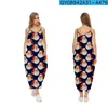 Casual Dresses Dress For Women Halter Neck Summer Christmas Printed Sleeveless Midi Backless Loose Party Sexy Beach Streetwea