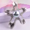 Brosches mode lyxig stor elegant svart pärla stjärnfisk silver färg strass legering djur brosch lady party pins gåvor