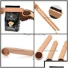 Spoons Flatware Kitchen Dining Bar Home Garden Spoon Wood Coffee Scoop With Bag Clip Tablespoon Solid Beech Wooden Measuring Drop Del Dhki5