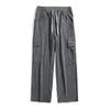 Men's Pants Gray Mens Corduroy Joggers Casual Cargo Y2k Drawstring Elastic Waist Workout Baggy Tapered Sweatpants With Pockets