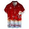 Men's T Shirts Large Piece Short Sleeve Shirt Autumn Casual Christmas Theme Hawaii Blouse Mens Long Sleeved