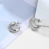 Hoop Huggie Hollow Tube Hoop Earring for Women Stainless Steel Medium Bold Tarnish Free Minimalist Brincos 230419