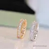 Bandringen Designer -ringen voor vrouwen luxe mode klassieke sieraden diamanten ring 18k zilveren cadeau bruiloft Rose Gold verlovingsringpaar Premium