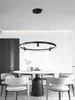 Pendant Lamps Nordic Minimalist Creative Personality Atmosphere Ring With Spotlights Multicolor Light For Living Room