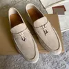 Piana Summer Charms Walk Casual Shoes Women Loafers Couples Shoes äkta Leathermen Suede Calf Skin Muller Shoe Brand Luxury Designer Walking Flats med Box