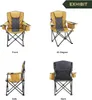 휴대용 접이식 캠핑 쿼드 의자 컵 와인 유리 홀더, 무거운 도중 휴대용 가방, 황갈색