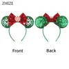 Acessórios de cabelo Ano Natal Mouse Orelhas Headband para meninas Mulheres Chic 5 "Bow Hairband Santa Claus Festival Party DIY Acessórios de cabelo 231118