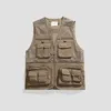 Men's Vests Men Breathable Fishing Travel Mesh With Zipper Pockets Summer Camouflage Army Green Black For Outdoor 230420