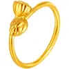 Cluster Rings Solid Pure 24Kt Yellow Gold Ring Women Lotus Flower 1.35-1.5g US8