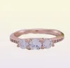 Clear Three-Stone Ring Authentic 925 Silver Rose gold plated Wedding Jewelry for CZ diamond girlfriend Gift Rings with Original box9287007