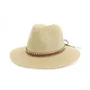 Geniş Memlu Şapkalar Moda El Yapımı Kovboy Saman Şapkası Kadın Erkek Yaz Açık Seyahat Plajı Unisex Katı Batı Güneş Koruma Kapağı