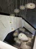 Lámparas colgantes Araña para escalera giratoria Iluminación Escaleras Loft Villa LED Sala de estar Lámpara colgante de techo