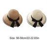 Chapeaux à large bord Bow Sun Hat Floppy Summer pour femmes Beach Panama Straw Dome Bucket Shade Cadeau