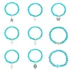 Charm Armbanden 2023 Etnische Turquoise Kralen Armband Bohemian Zeester Levensboom Kruis Hanger Sieraden Voor Vrouwen Party Geschenken