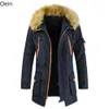 Herrjackor Herrstorlek Huven Faux Päls krage Jacka Vinterbomull Ner Outwear Coats 231118