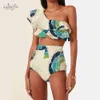 Women's Swimwear One-Shoulder Embroidered Printed Ruffled Push Up Micro Swimsuit Two Pieces Plus Tankini Women Swimming Suits Swimwear Patchwork 230420