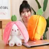 Creatief schattig fruittransformatie Bunny Plush Doll Kids cadeau gevulde aardbeien konijn wortel konijnen pluche speelgoed df196