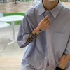 Men's Casual Shirts Striped Men Summer Half Sleeved Korean Preppy Style Handsome Vitality Streetwear Breathable Classic Tops City Boy