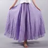Saias 14 cores de linho Maxi saia plissada vintage boho maxi longa saia de praia de algodão casual Empire A-line Skirt Skirt Ladies Clothing P230420