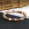 Strand Natural Agates Chakra Stone Beads Bracelets Handmade Onyx Quartzs Elastic Bangle Women Yoga Healing Jewelry Friend Gift Pulseira