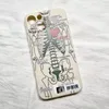 Модные чехлы сердечный скелет чехол для iPhone 13 14 Pro Max 11 12 XS XR 7 8 Plus Creative Shock -Resept Ship Silicone Phone Case Back Cover