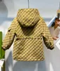 Brand kids designer coat letter printing baby jacket Size 100-150 Winter plush insulation Hooded windbreaker for girl boy Nov20