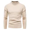 Camisolas masculinas outono e inverno moda cor sólida gola longa em torno do pescoço macio fino ajuste superior camisa inferior blusa jumpers