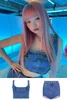 Abiti da lavoro Kpop IVE Donna Sexy senza maniche con spalle scoperte Gilet in denim Sling Top Crop Top Blu Minigonna a vita alta Nightclub Girl Set 2 pezzi