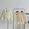 Women's Jackets Women Bow Round Neck White Sweet Short Coat Small Fragrant Simple Kawaii Basic Autumn Winter Long Sleeve Female French