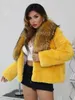 Pele feminina falso missjanefur guaxinim jaqueta de luxo feminino fofo completo real outerwear atacado personalizado grosso quente feminino casaco de inverno 231118