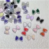 Decorações de arte de unhas 20 peças gravata borboleta joias 3d glitter resina amuletos multi cores 8 11mm ornamento prensa em acessórios diy