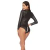 Seksowna kostium gorąca bielizna erotyczna Kobiety Wetlook Pvc Lateksatek Catsuit Zipper Open Crott Crotchwear Lady Bodysuit Wear