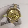 13 Style Real Photo Orologi da uomo Automatico da uomo 42MM 326933 Data Quadrante champagne 326934 Acciaio Lunetta scanalata in oro giallo Bracciale bicolore Orologio meccanico in oro rosa