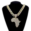 Fashion Crystal Africa Map Pendant Necklace For Women Men's Hip Hop Accessories Jewelry Necklace Choker Cuban Link Chain Gift295D