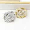 Stud Korean Rhinestone Double Ring brooch metal three round brooch women's T-shirt cardigan jewelry accessories wholesale 231120